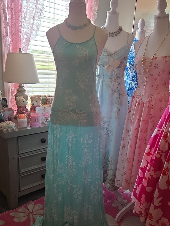 Lascana Dresses & Skirts - Light Aqua Floral Maxi Dress - Sleeveless Halter Style